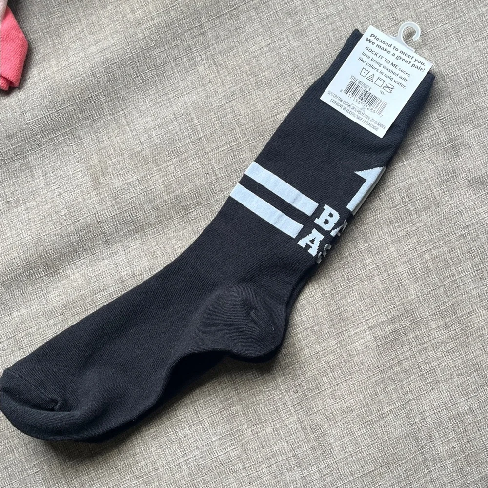 Sock it to Me Bad Ass Socks Black & White Men's Crew Novelty Gift Quirky